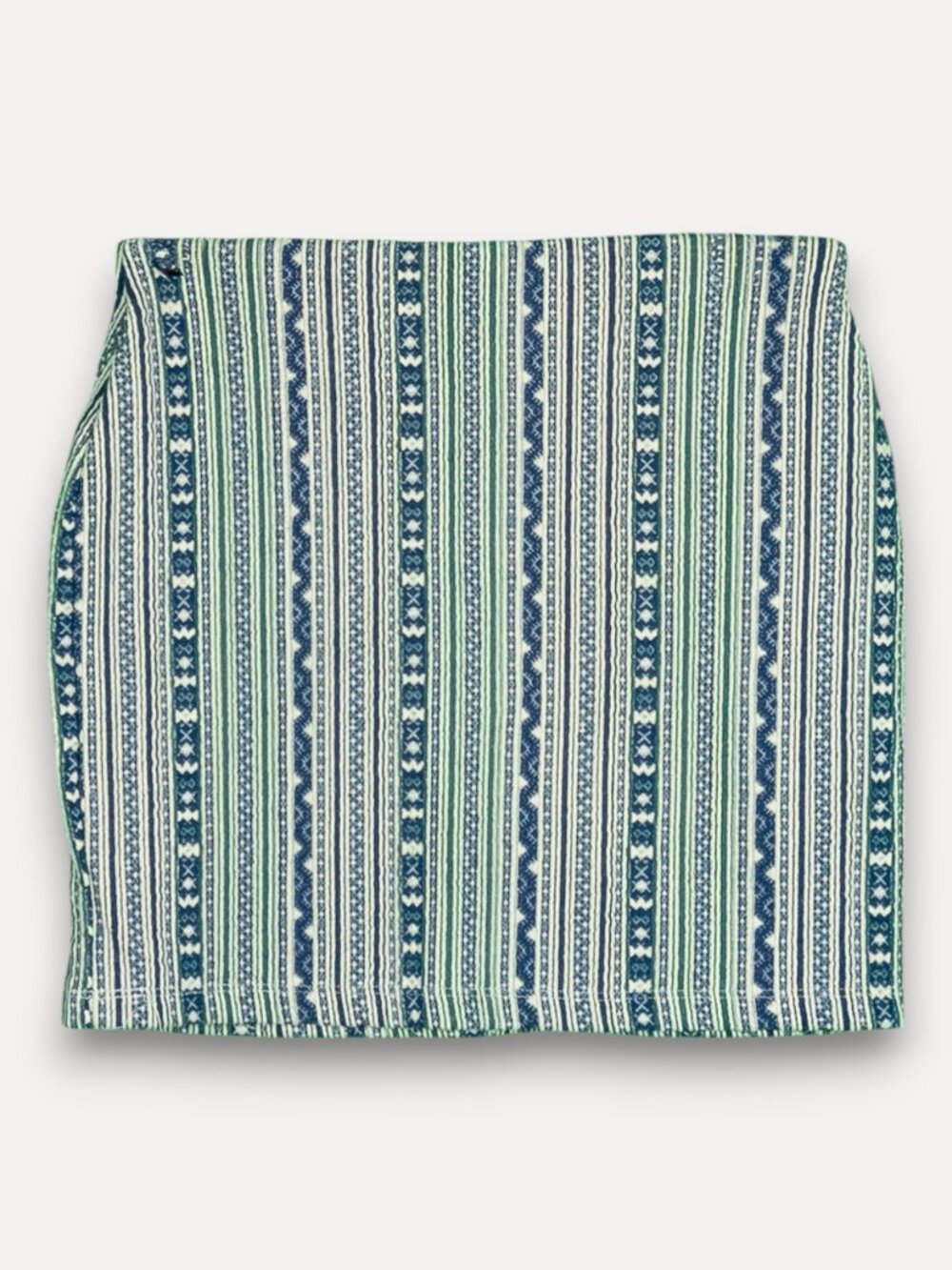Zara Trafaluc Striped Jacquard Mini Skirt Blue Green Size S